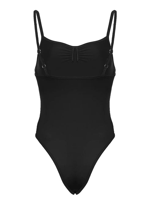 Sleeveless Skinny Shirring Spaghetti Strap Bodysuit for Women Vacation Camisole